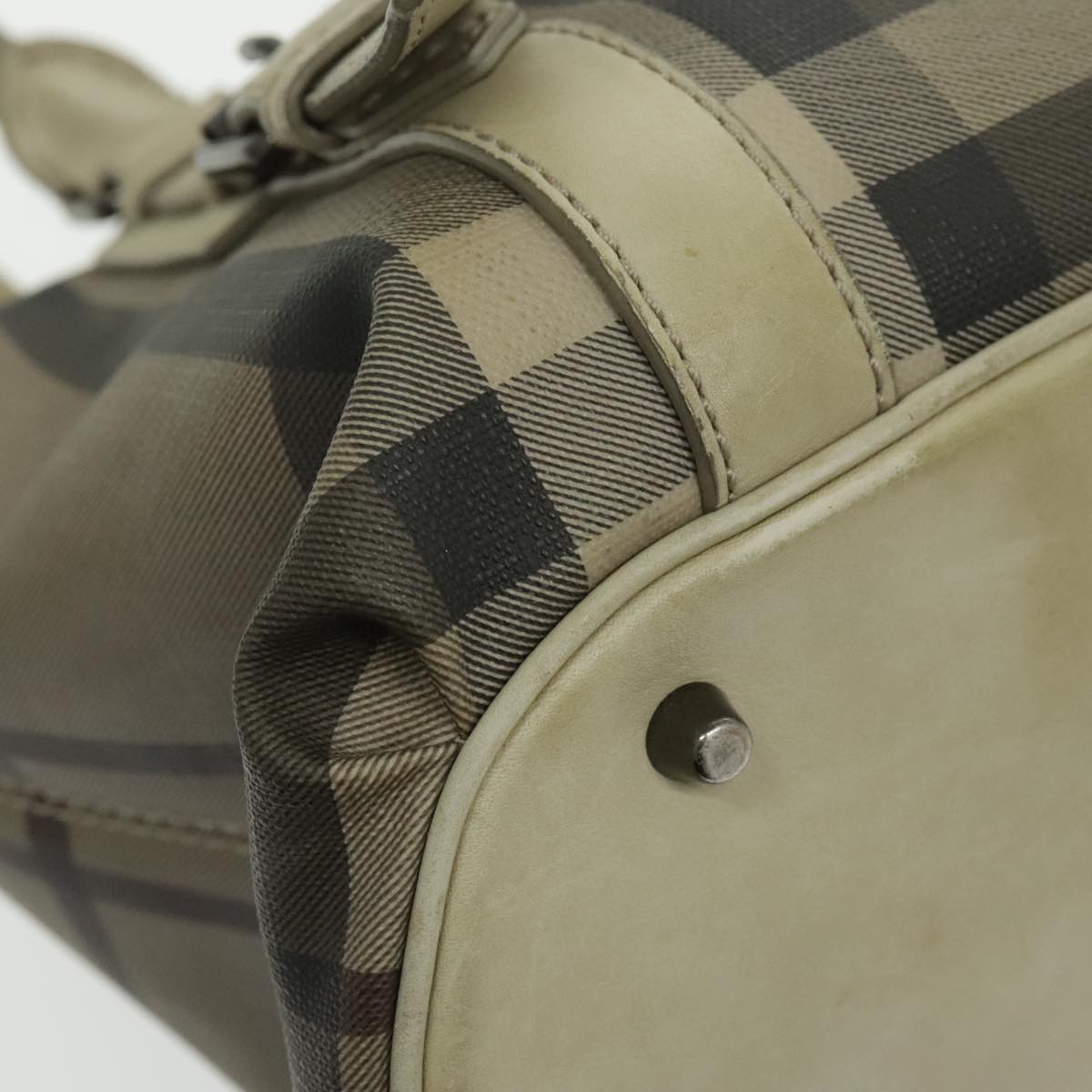 Burberry Nova Check Beige Canvas Handbag (Pre-Owned)