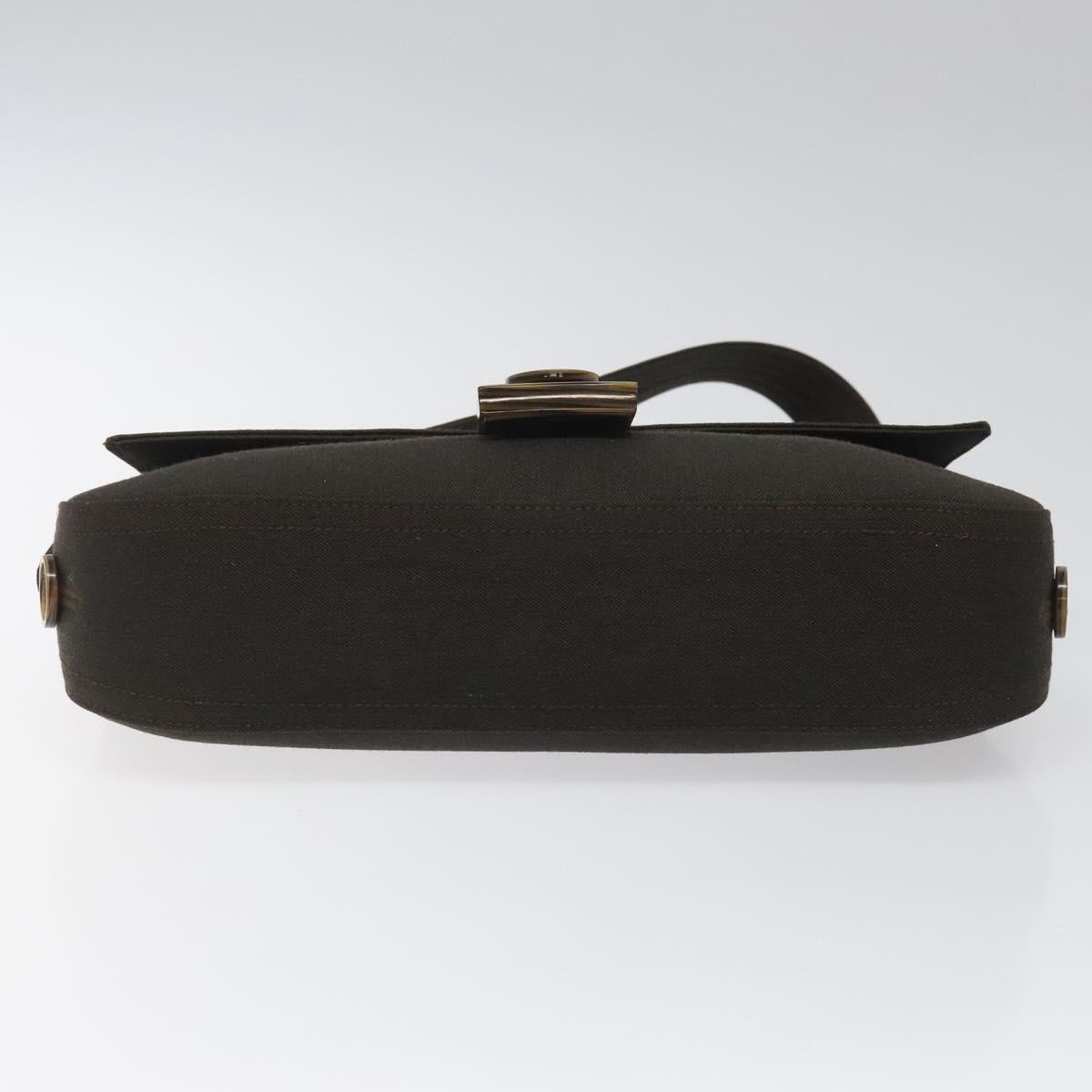 Salvatore Ferragamo Gancini Black Canvas Shoulder Bag (Pre-Owned)