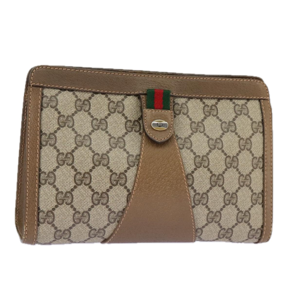 Gucci Ophidia Beige Canvas Clutch Bag (Pre-Owned)