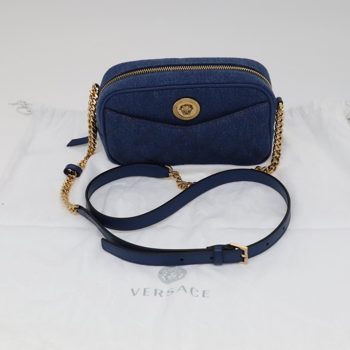 Versace Blue Denim - Jeans Shoulder Bag (Pre-Owned)