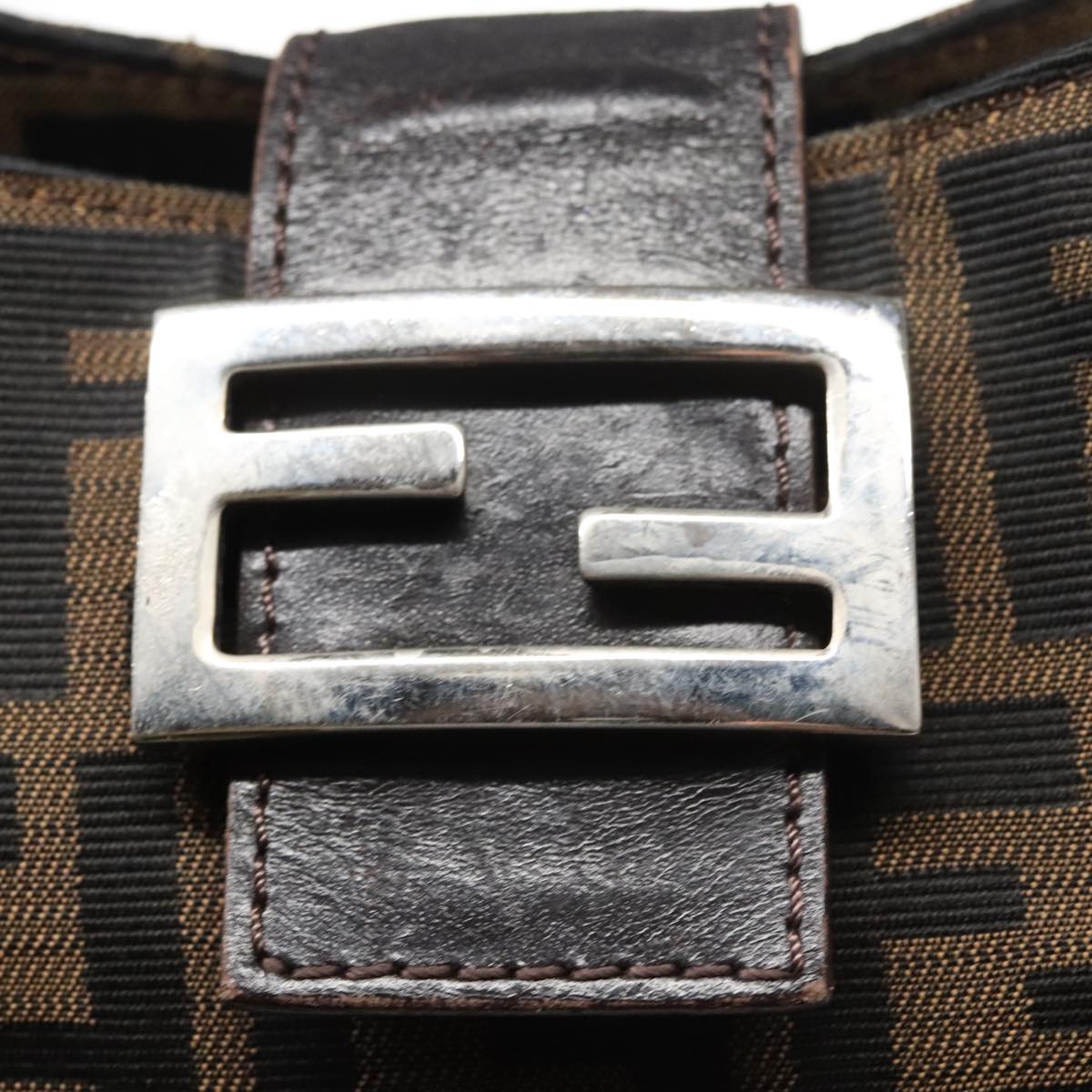 Fendi Zucca Brown Canvas Shoulder Bag (Pre-Owned)
