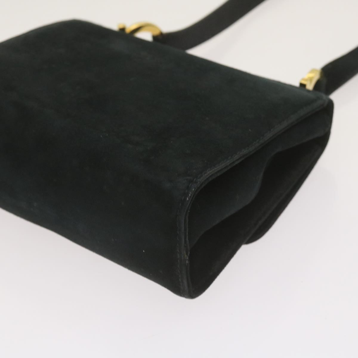 Salvatore Ferragamo Gancini Black Suede Shoulder Bag (Pre-Owned)