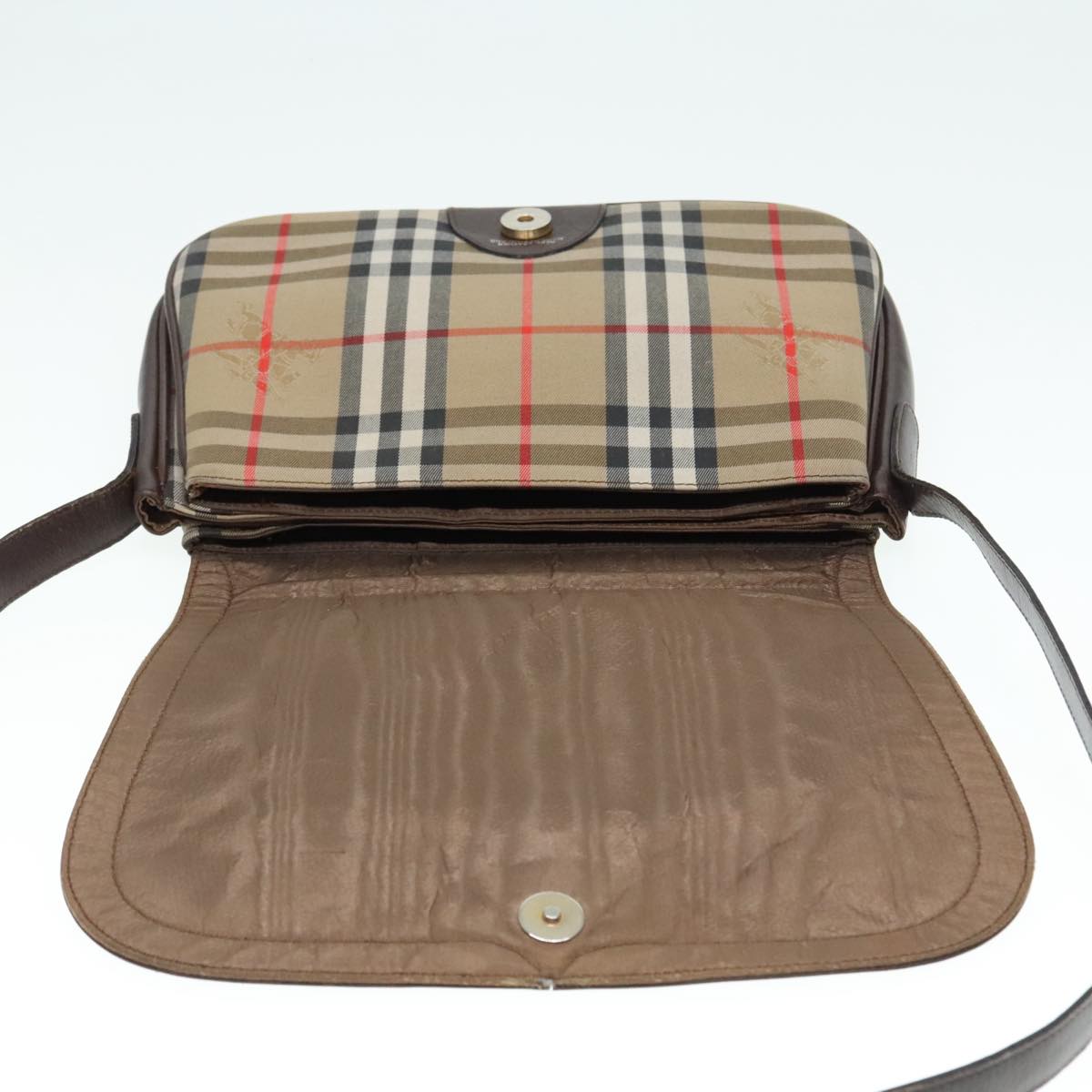 Burberry Nova Check Beige Canvas Shoulder Bag (Pre-Owned)