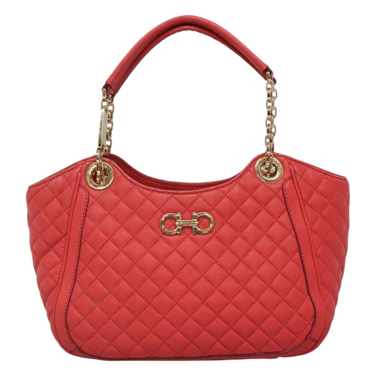 Salvatore Ferragamo Gancini Pink Leather Shoulder Bag (Pre-Owned)