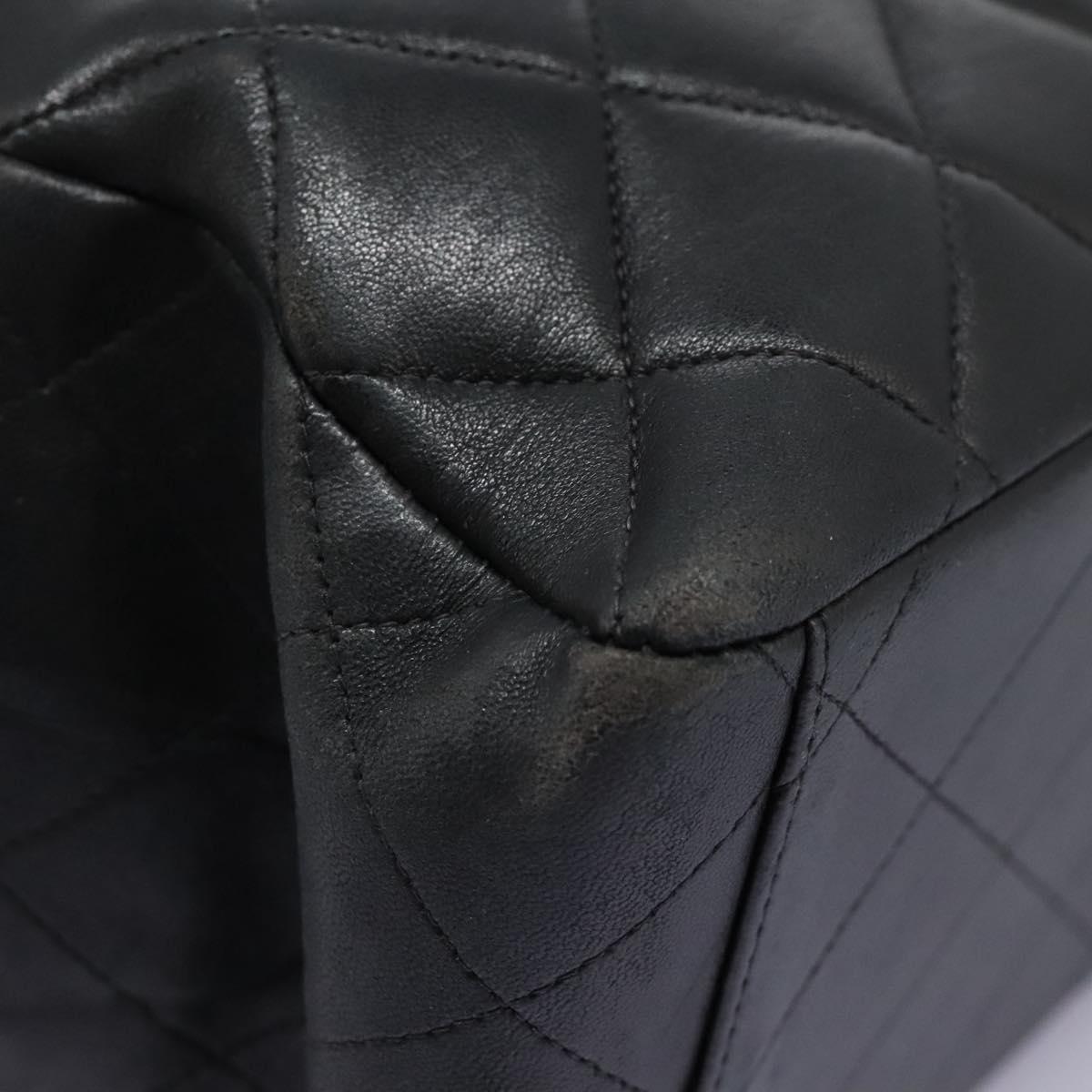 Chanel Classic Flap Black Leather Shoulder Bag (Pre-Owned)