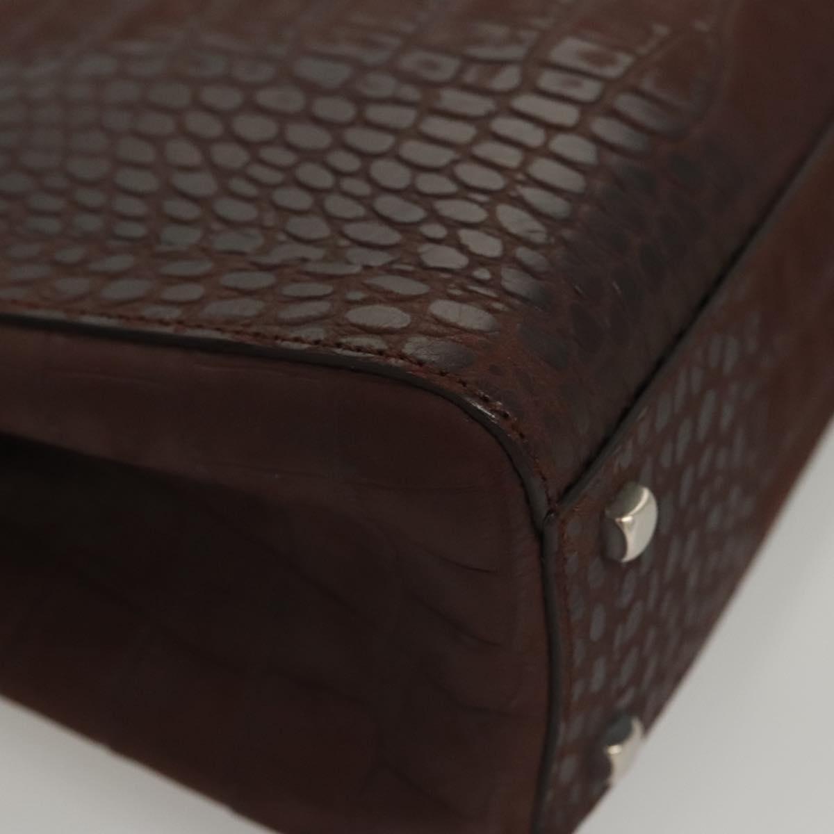 Salvatore Ferragamo Iconic Top Handle Brown Leather Handbag (Pre-Owned)
