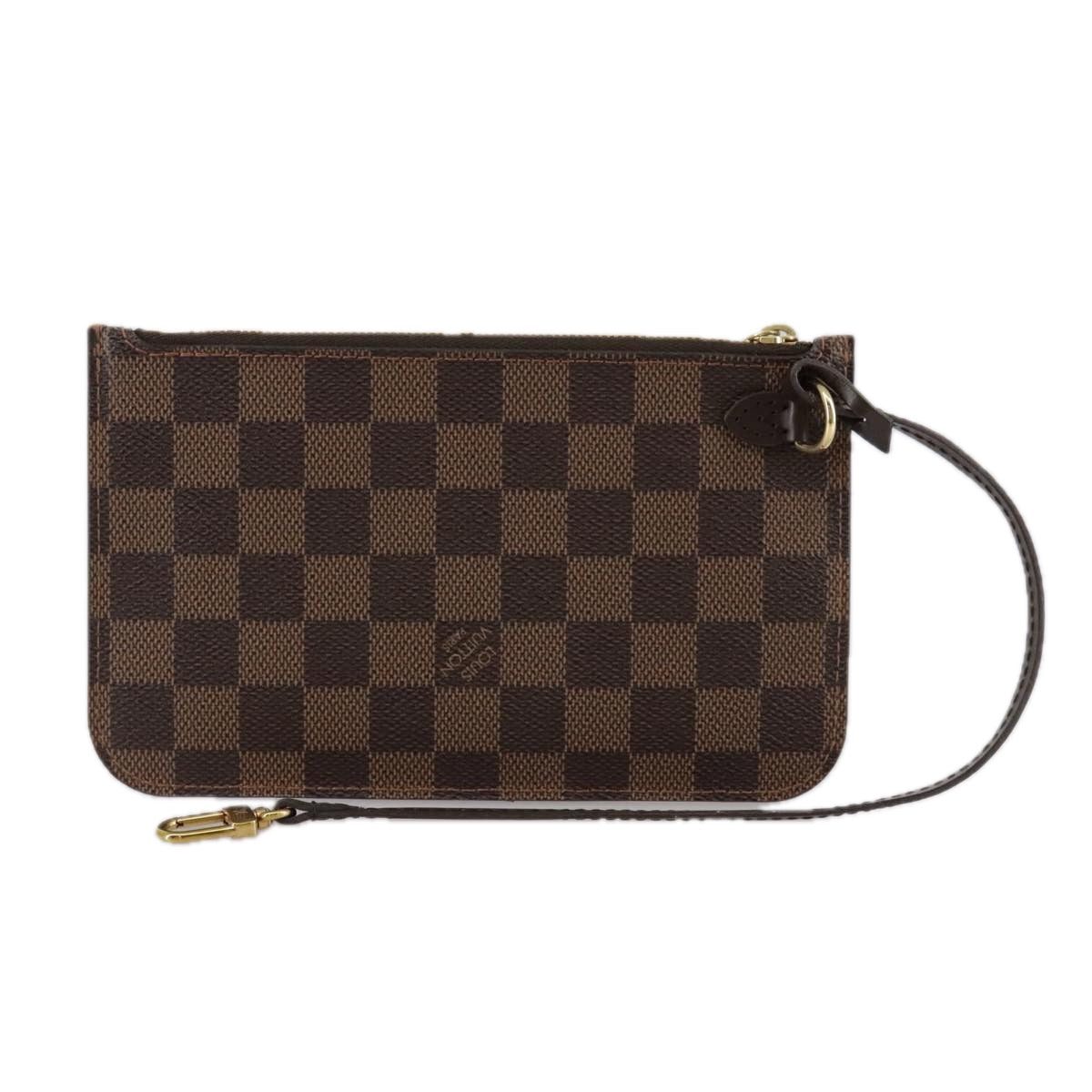 Louis Vuitton Neverfull Pouch Brown Canvas Clutch Bag (Pre-Owned)
