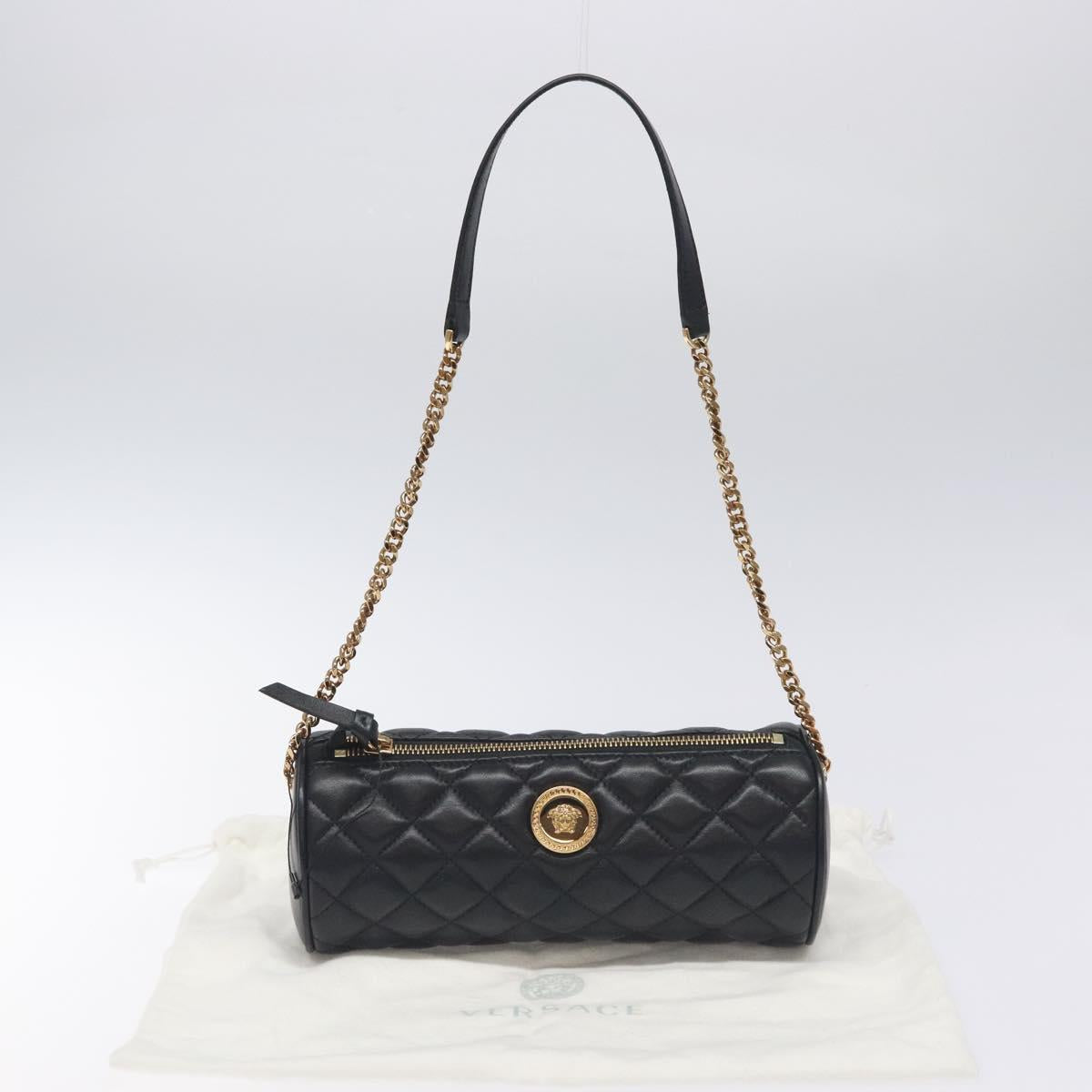 Versace Medusa Black Leather Shoulder Bag (Pre-Owned)