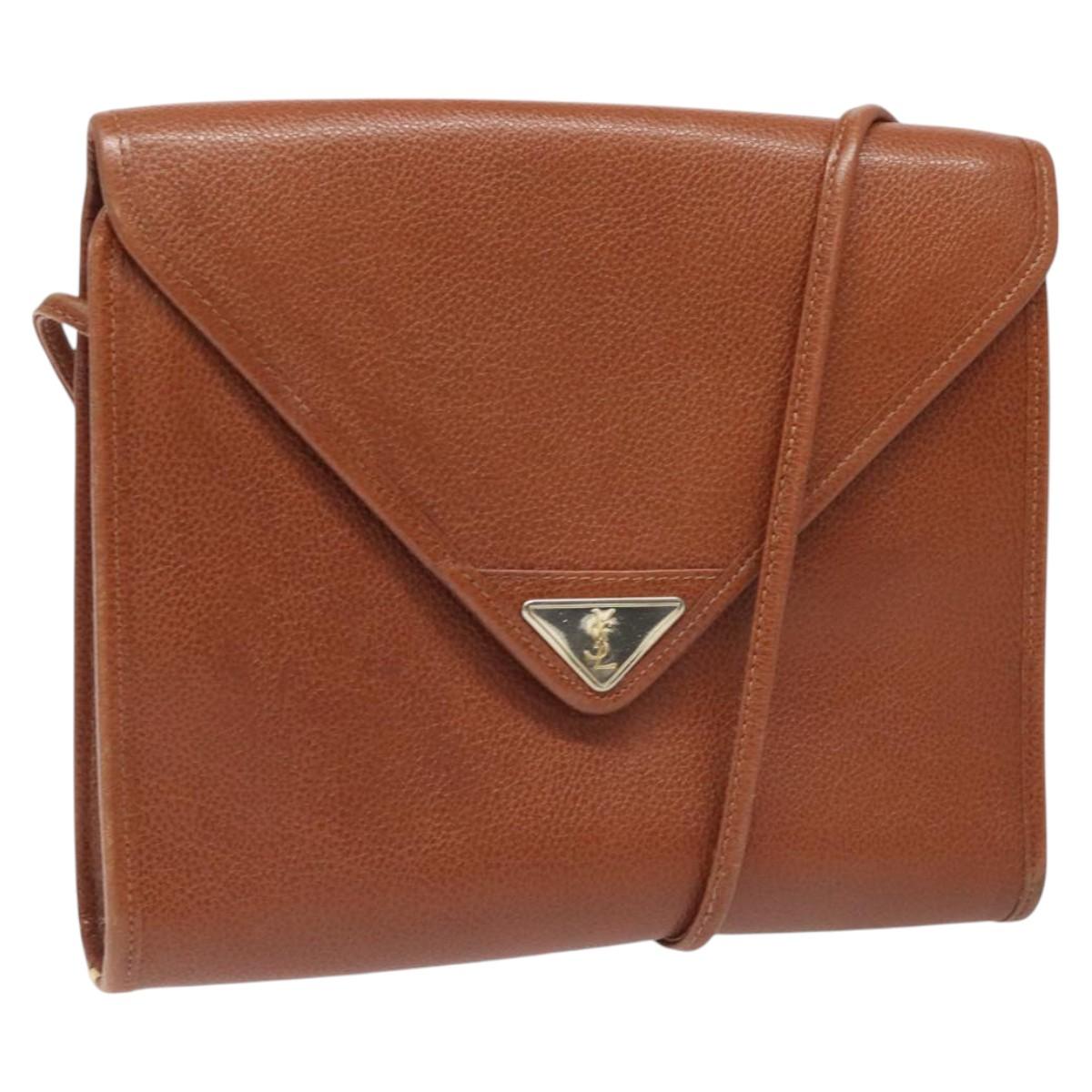 Saint Laurent Enveloppe Brown Leather Shoulder Bag (Pre-Owned)