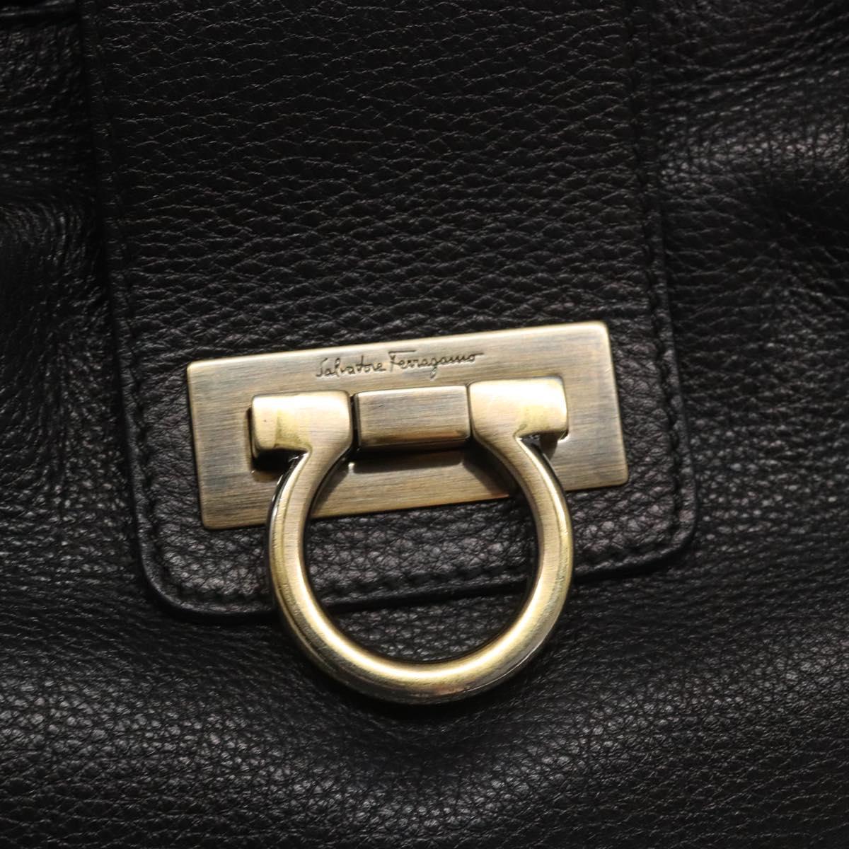 Salvatore Ferragamo Gancini Black Leather Handbag (Pre-Owned)