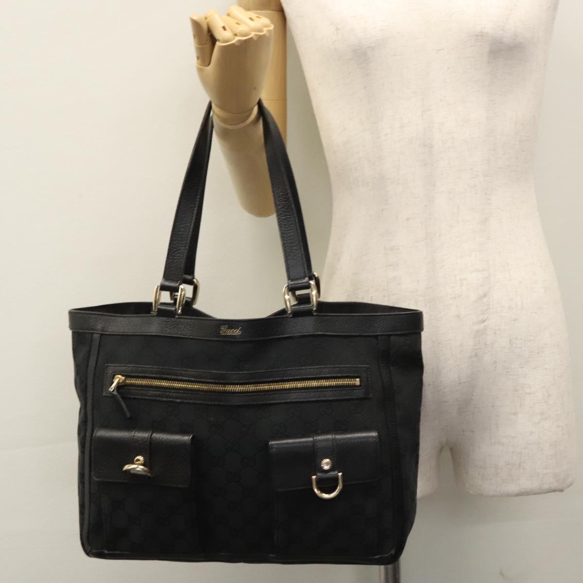 Gucci Abbey Black Canvas Tote Bag (Pre-Owned)