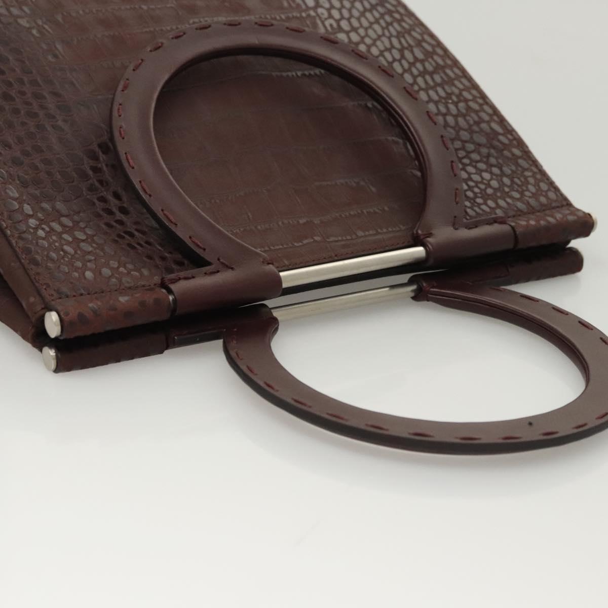 Salvatore Ferragamo Iconic Top Handle Brown Leather Handbag (Pre-Owned)