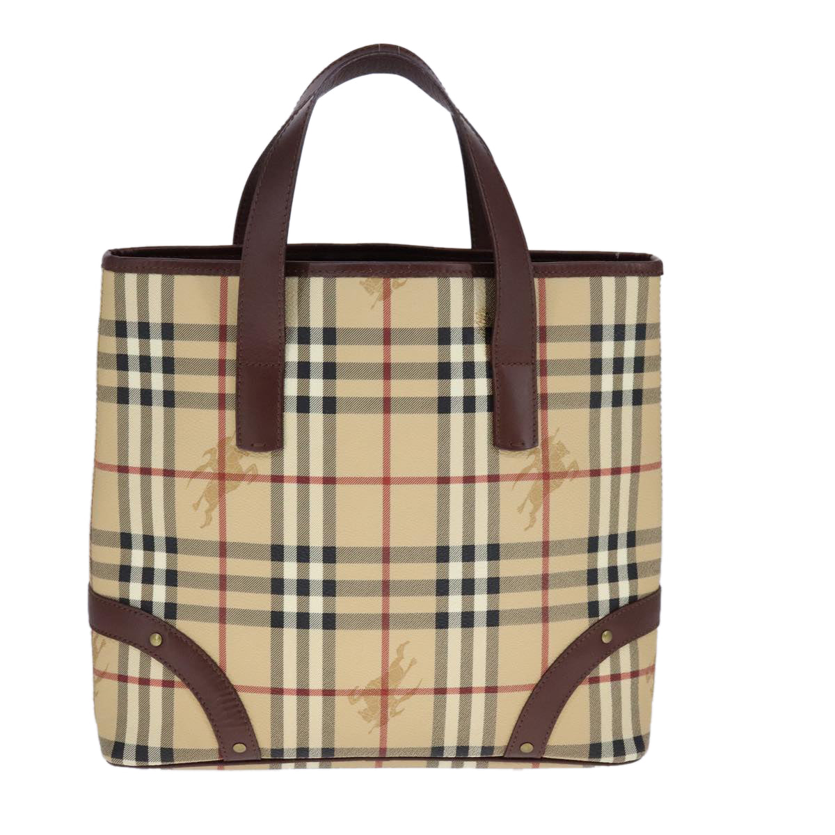 Burberry Haymarket Beige Canvas Tote Bag (Pre-Owned)