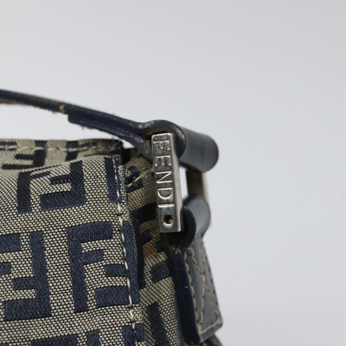 Fendi Zucchino Navy Canvas Shoulder Bag (Pre-Owned)