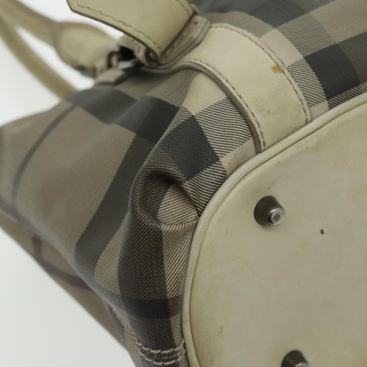 Burberry Nova Check Beige Canvas Handbag (Pre-Owned)