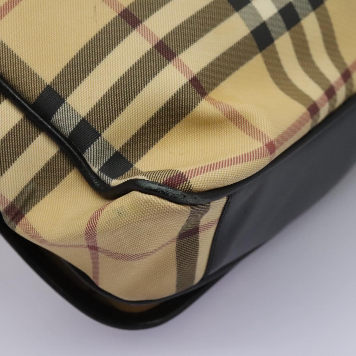Burberry Nova Check Beige Canvas Shoulder Bag (Pre-Owned)