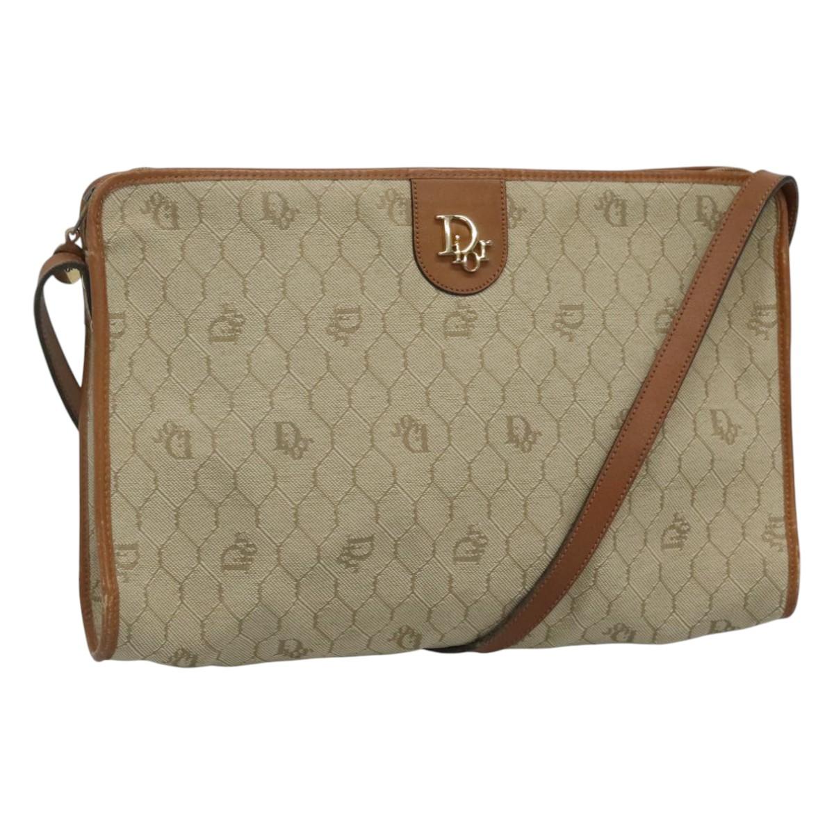 Dior Honeycomb Beige Canvas Shoulder Bag (Pre-Owned)