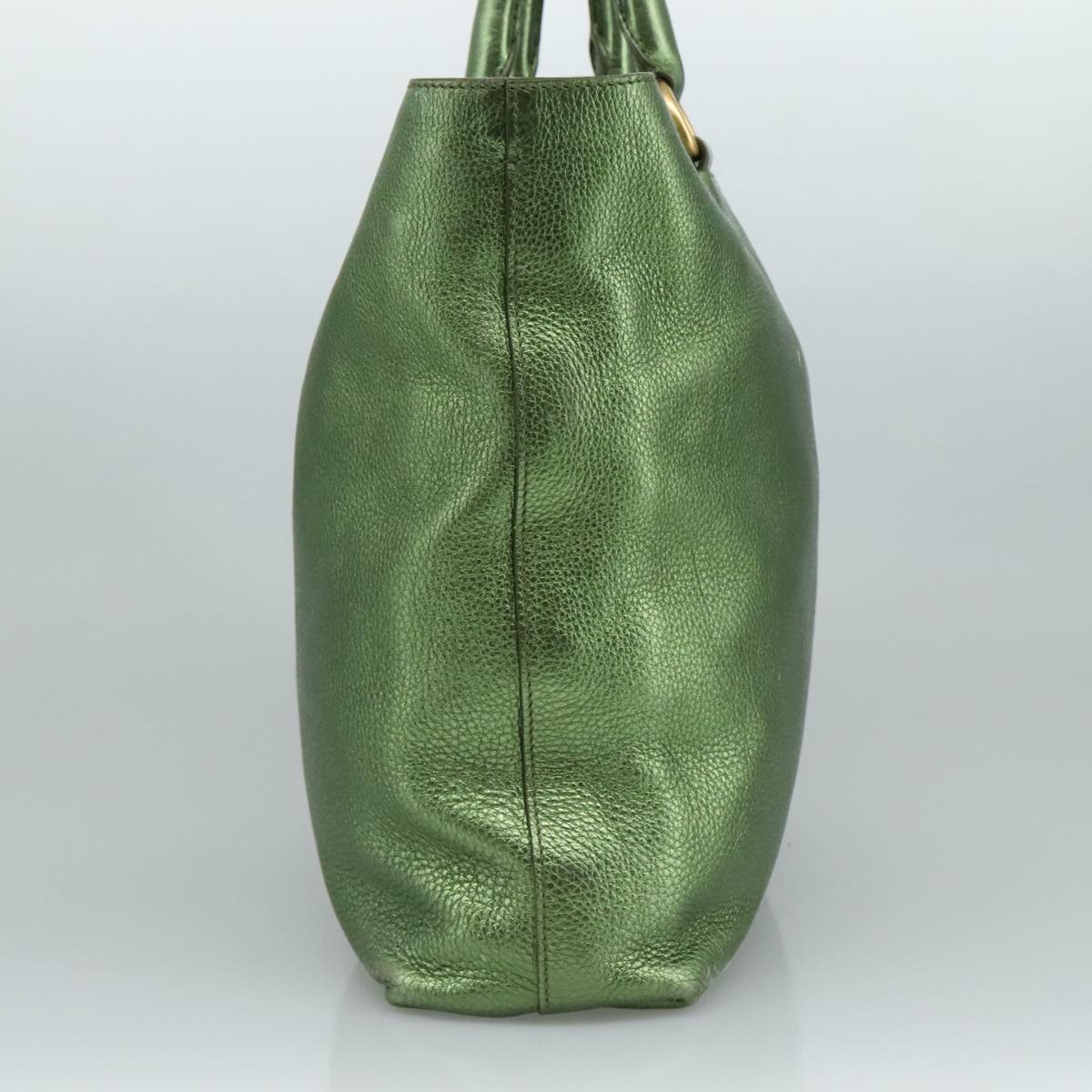Prada Saffiano Green Leather Tote Bag (Pre-Owned)