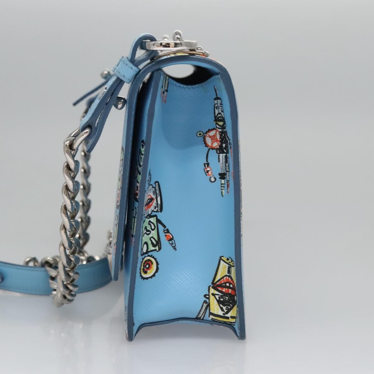Prada Robot Blue Leather Shoulder Bag (Pre-Owned)