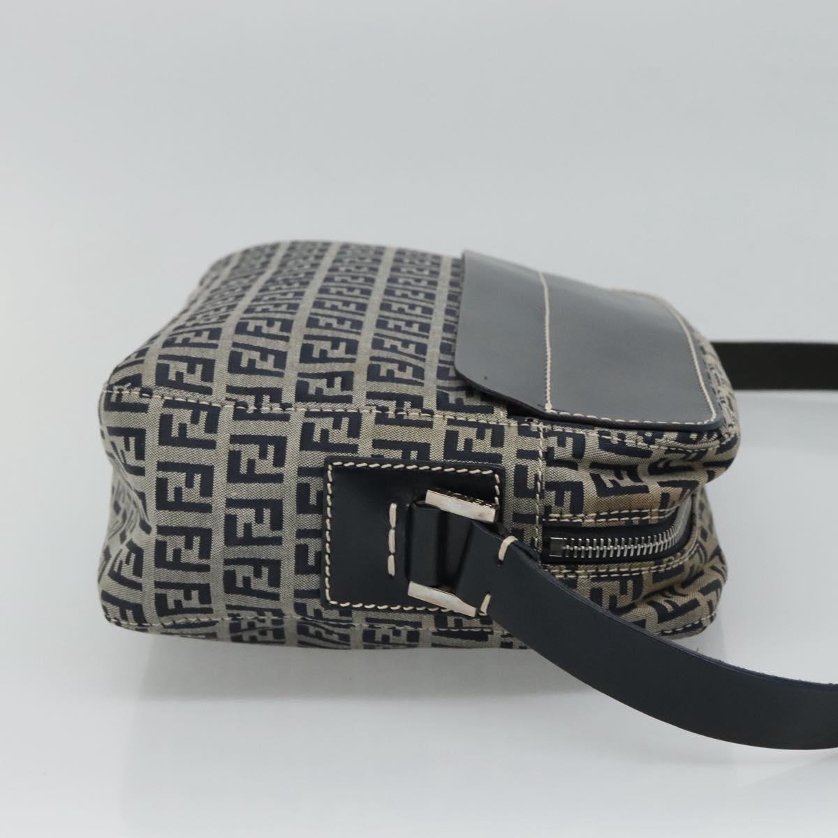 Fendi Zucchino Navy Canvas Shoulder Bag (Pre-Owned)