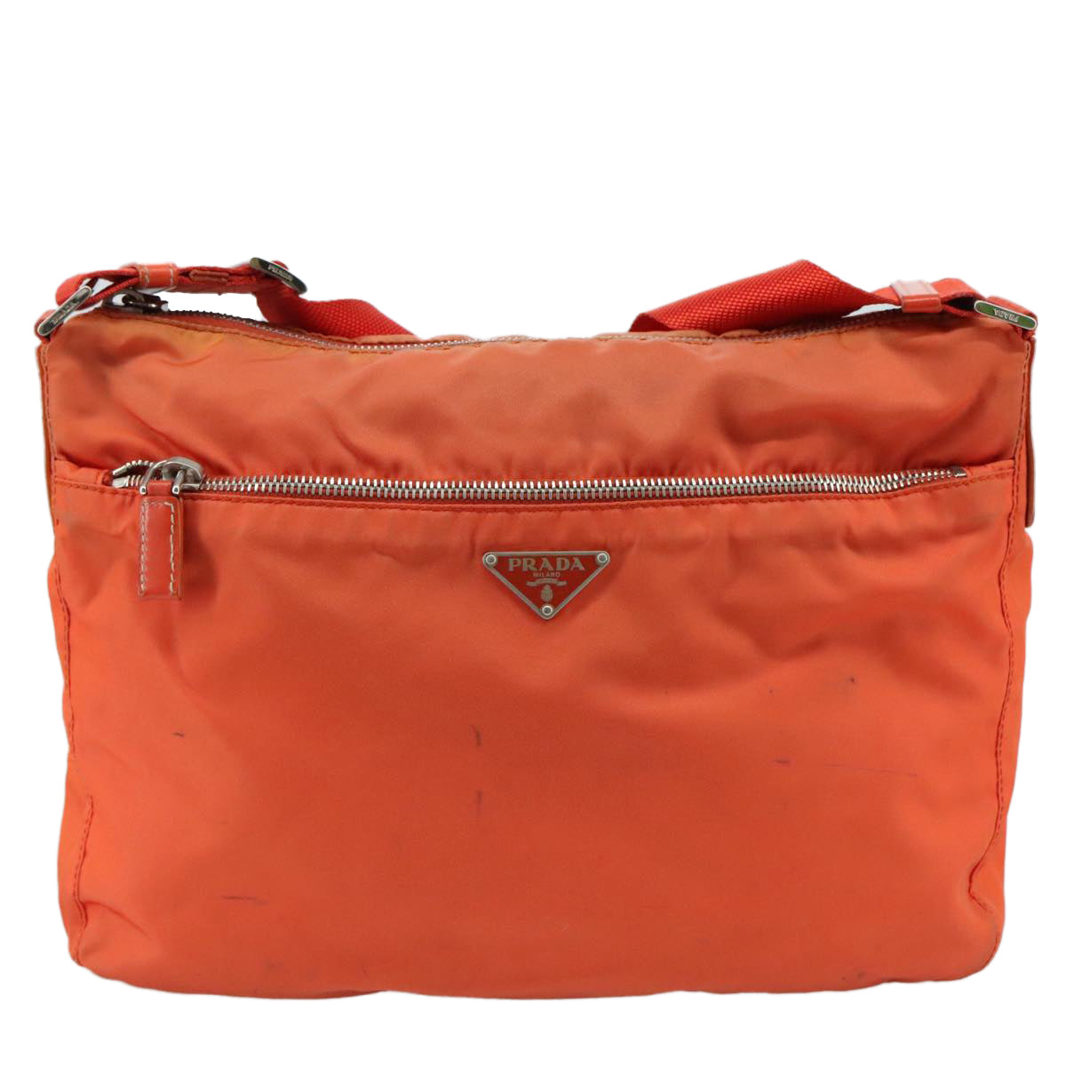 Prada Tessuto Orange Synthetic Shoulder Bag (Pre-Owned)