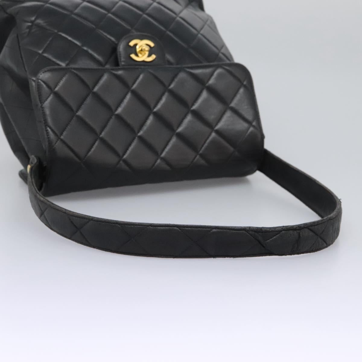 Chanel Classic Flap Black Leather Shoulder Bag (Pre-Owned)