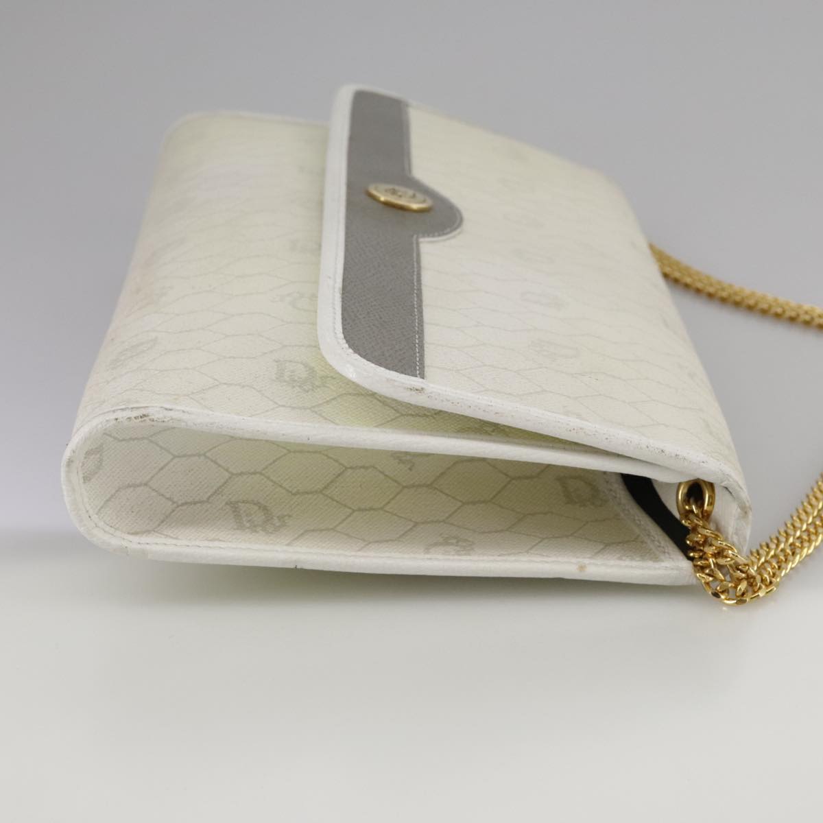 Dior Honeycomb White Canvas Shoulder Bag (Pre-Owned)