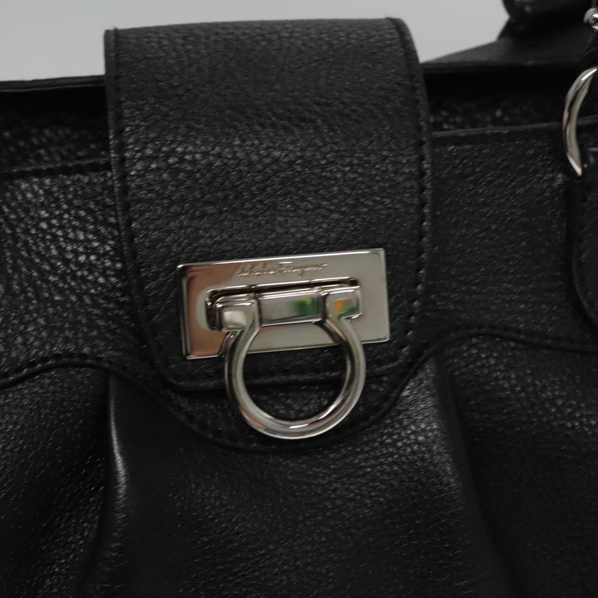 Salvatore Ferragamo Gancini Black Leather Handbag (Pre-Owned)