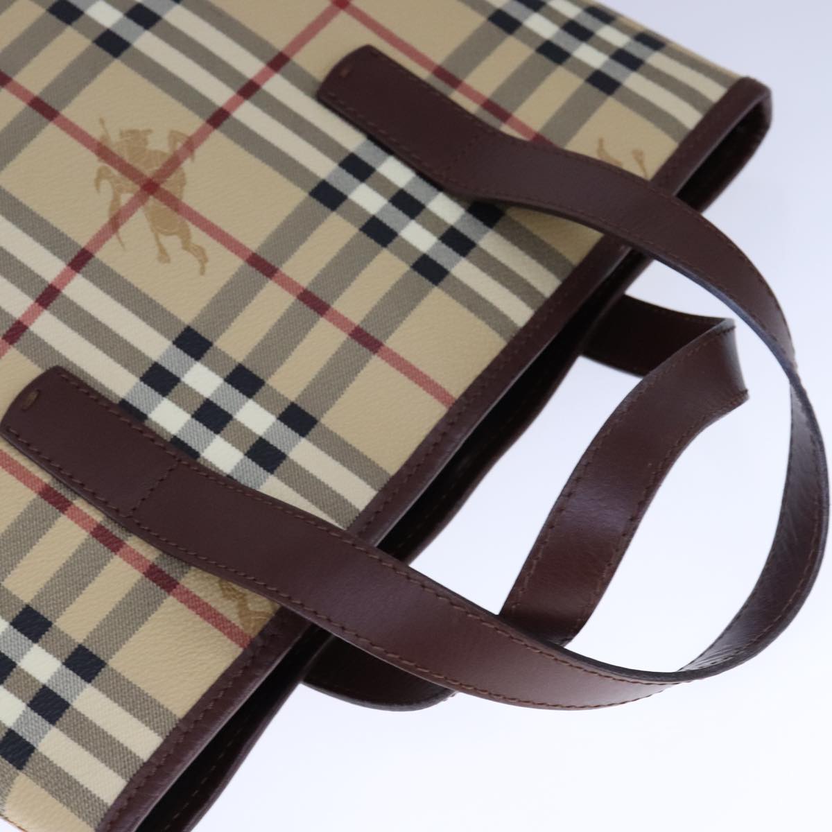 Burberry Haymarket Beige Canvas Tote Bag (Pre-Owned)