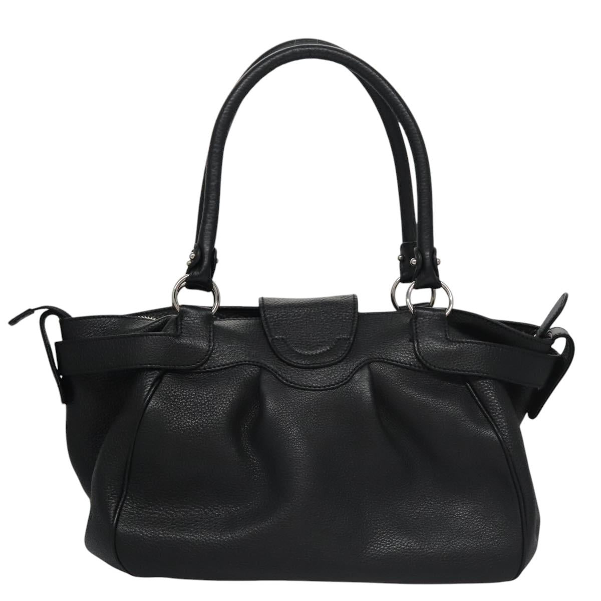 Salvatore Ferragamo Gancini Black Leather Handbag (Pre-Owned)