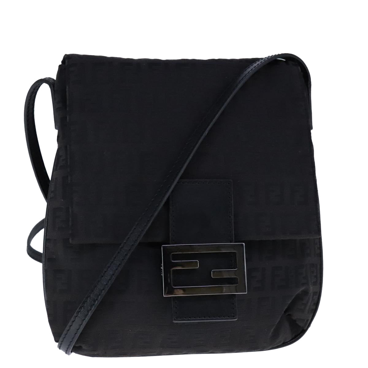 Fendi Mamma Baguette Black Canvas Shoulder Bag (Pre-Owned)