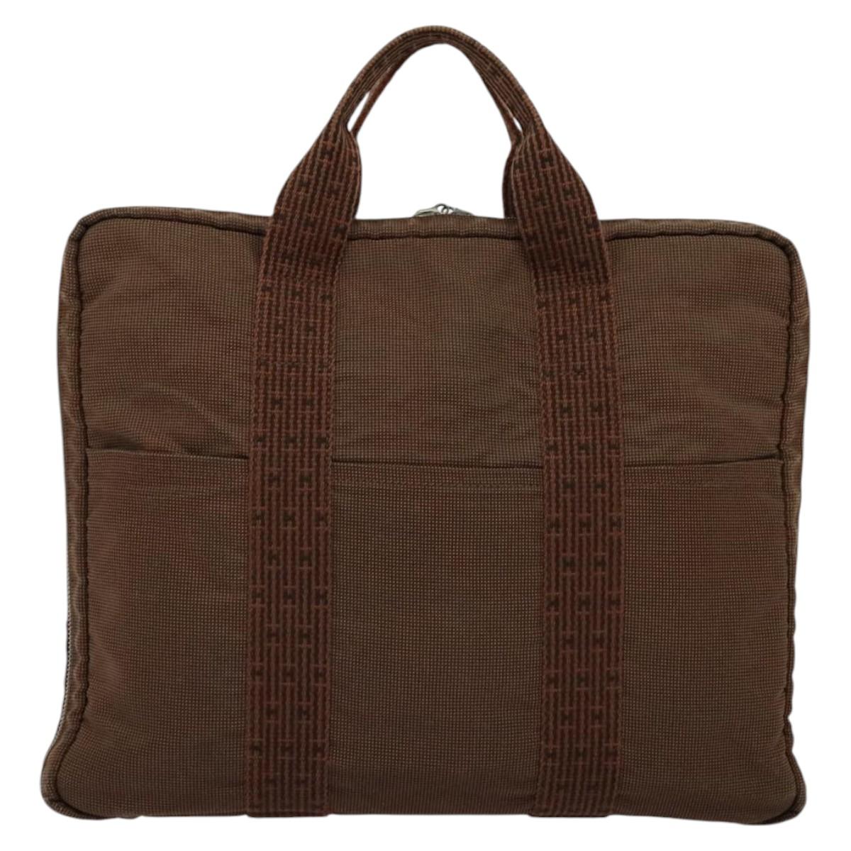 Hermès Herline Brown Canvas Handbag (Pre-Owned)