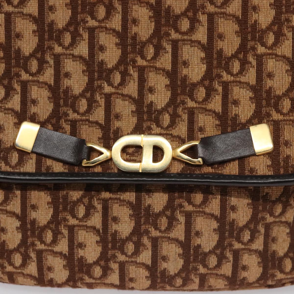 Dior Trotter Brown Canvas Shoulder Bag (Pre-Owned)