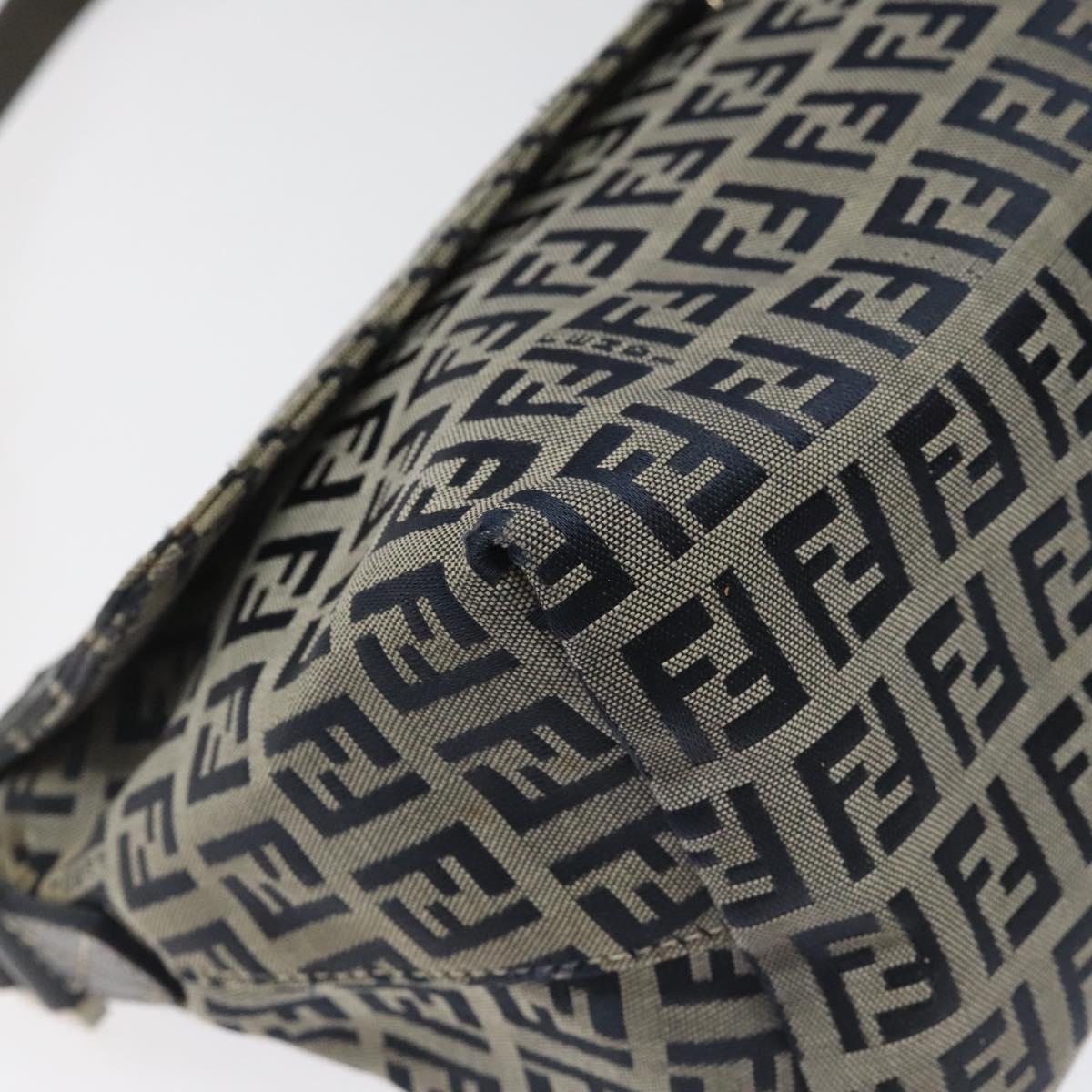 Fendi Zucchino Navy Canvas Shoulder Bag (Pre-Owned)