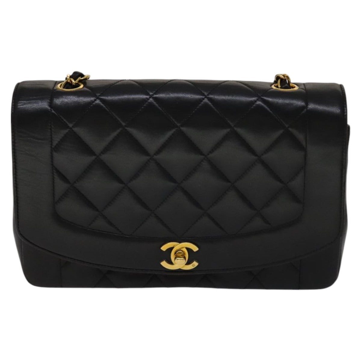 Chanel Diana Black Leather Shoulder Bag (Pre-Owned)