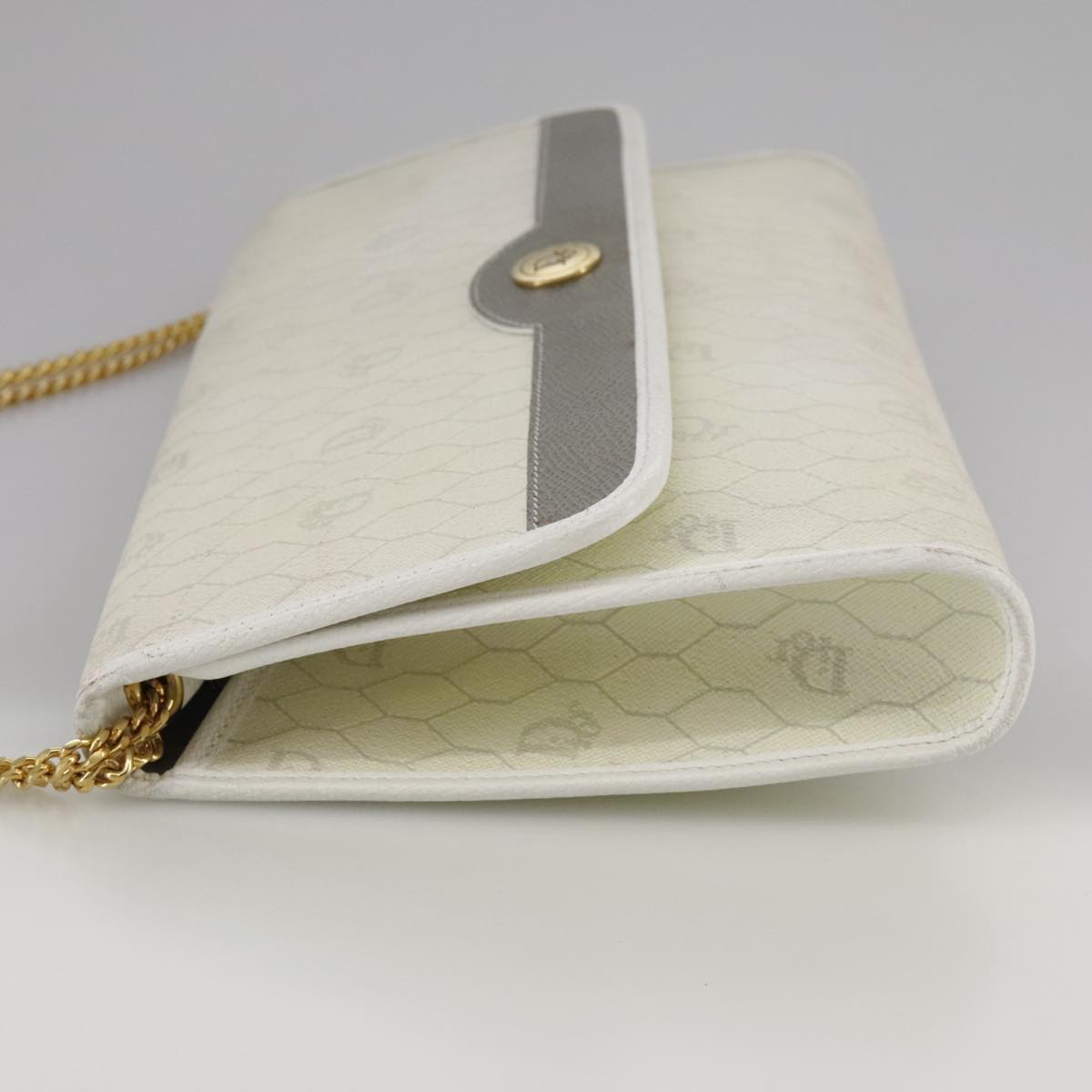 Dior Honeycomb White Canvas Shoulder Bag (Pre-Owned)