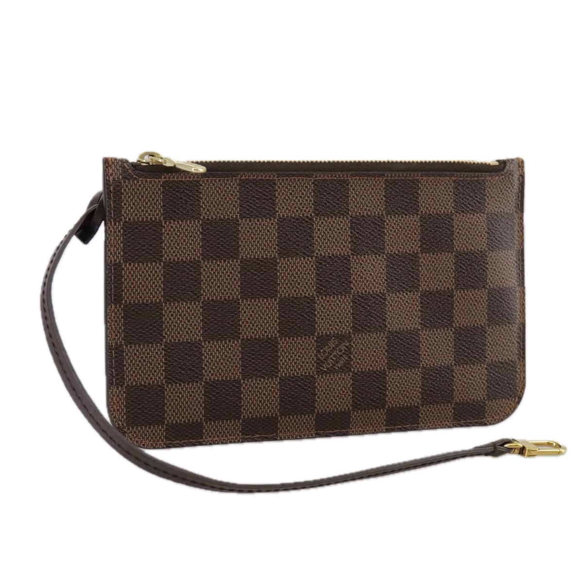 Louis Vuitton Neverfull Pouch Brown Canvas Clutch Bag (Pre-Owned)