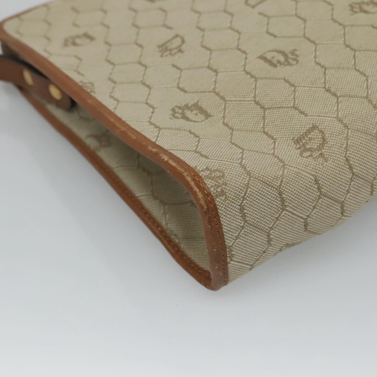 Dior Honeycomb Beige Canvas Shoulder Bag (Pre-Owned)