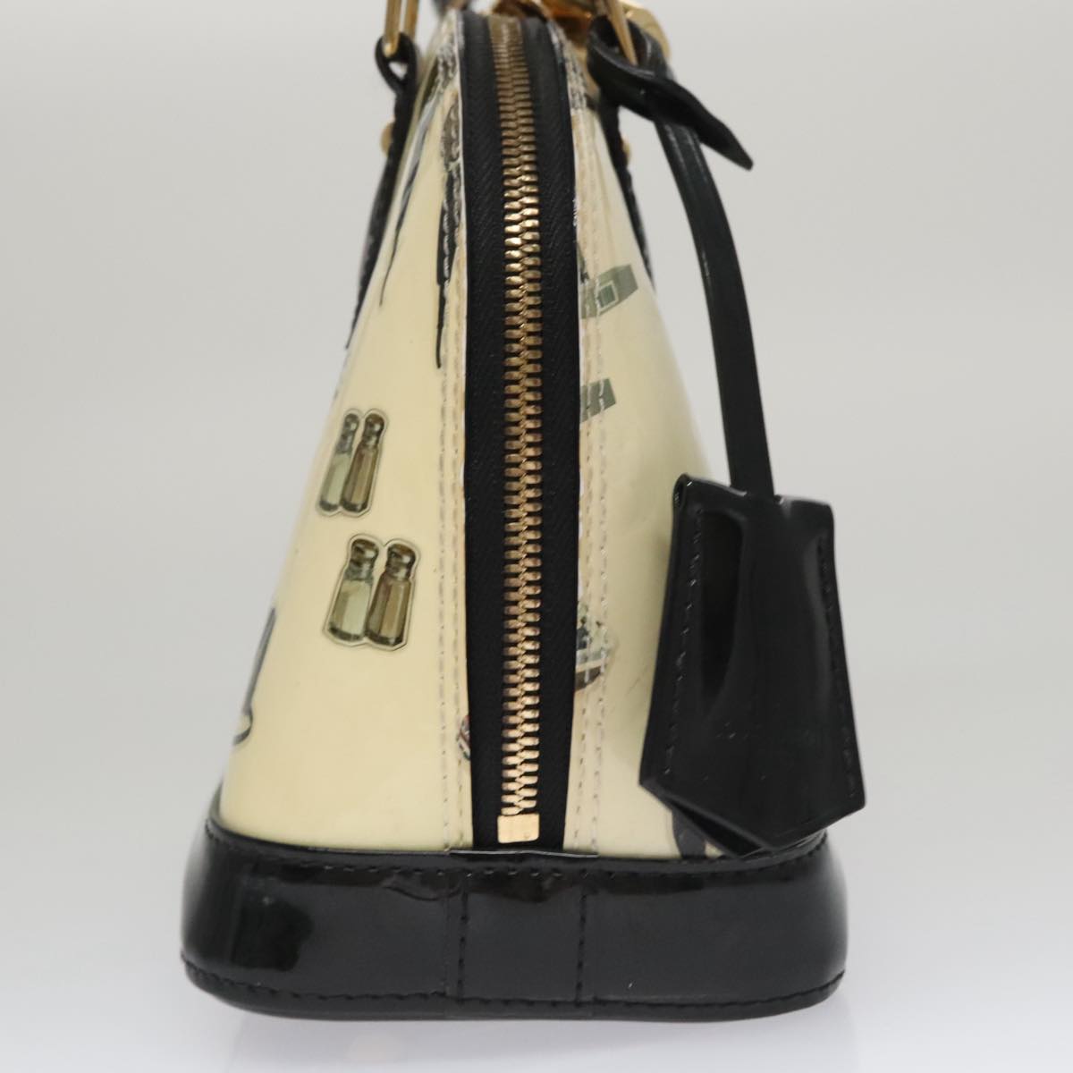 Louis Vuitton Alma Bb Ecru Patent Leather Handbag (Pre-Owned)