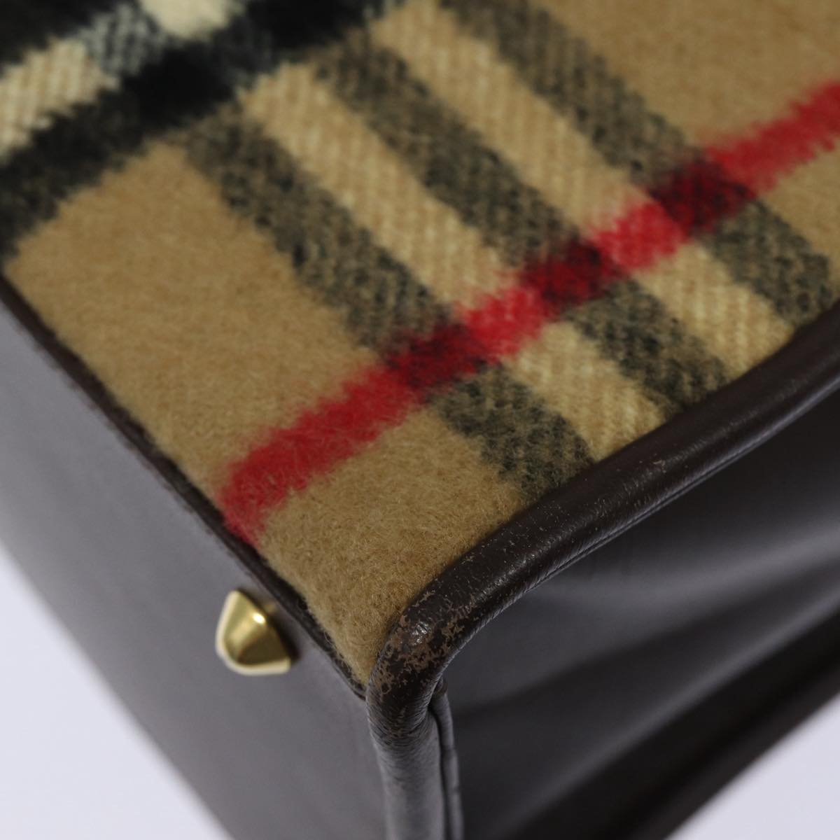 Burberry Nova Check Beige Wool Shoulder Bag (Pre-Owned)