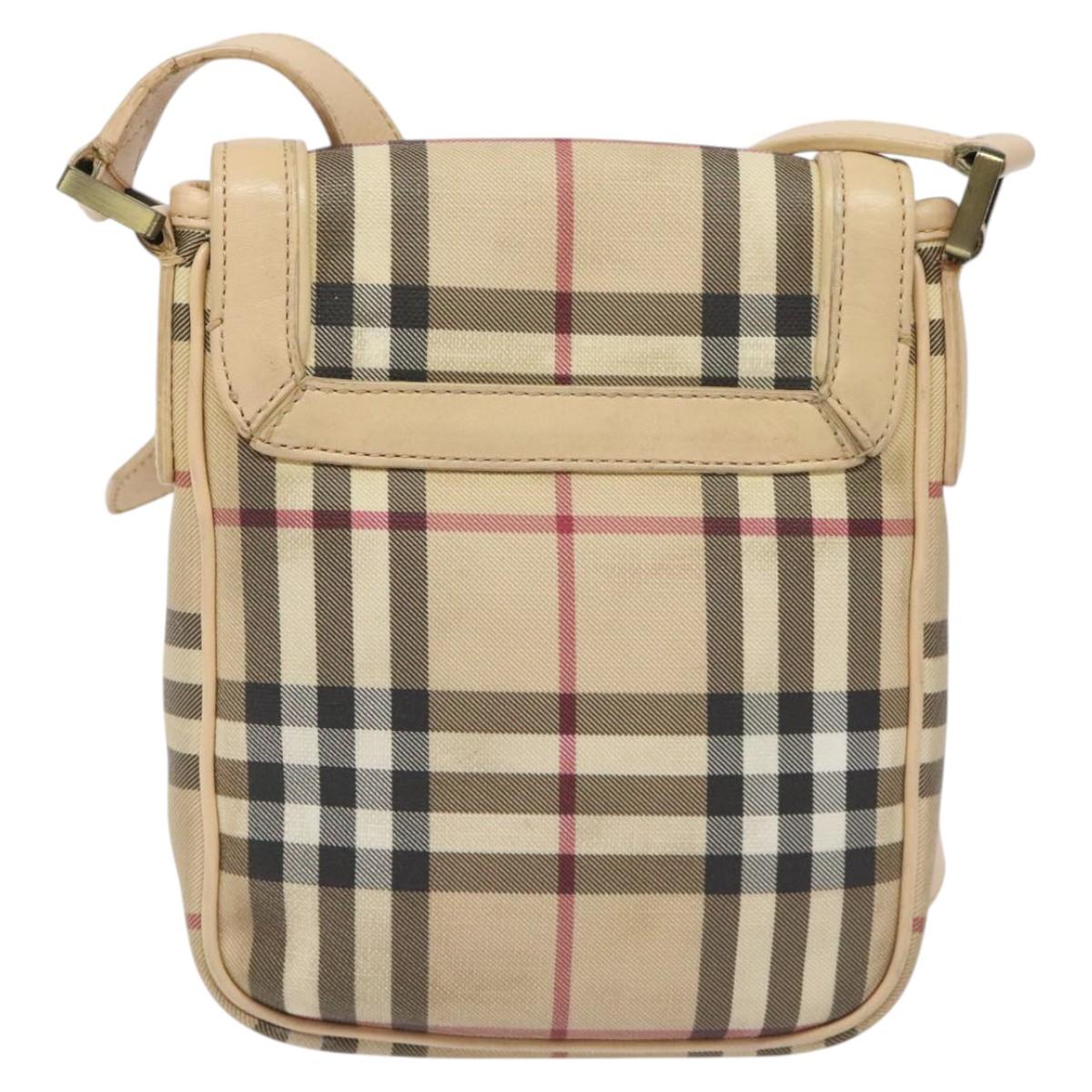 Burberry Nova Check Beige Canvas Shoulder Bag (Pre-Owned)