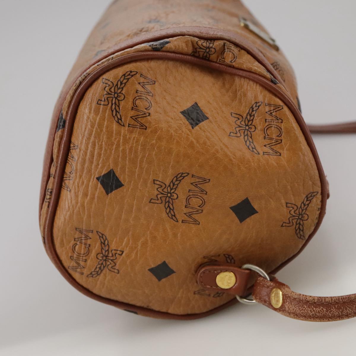 MCM Visetos Brown Leather Shoulder Bag (Pre-Owned)