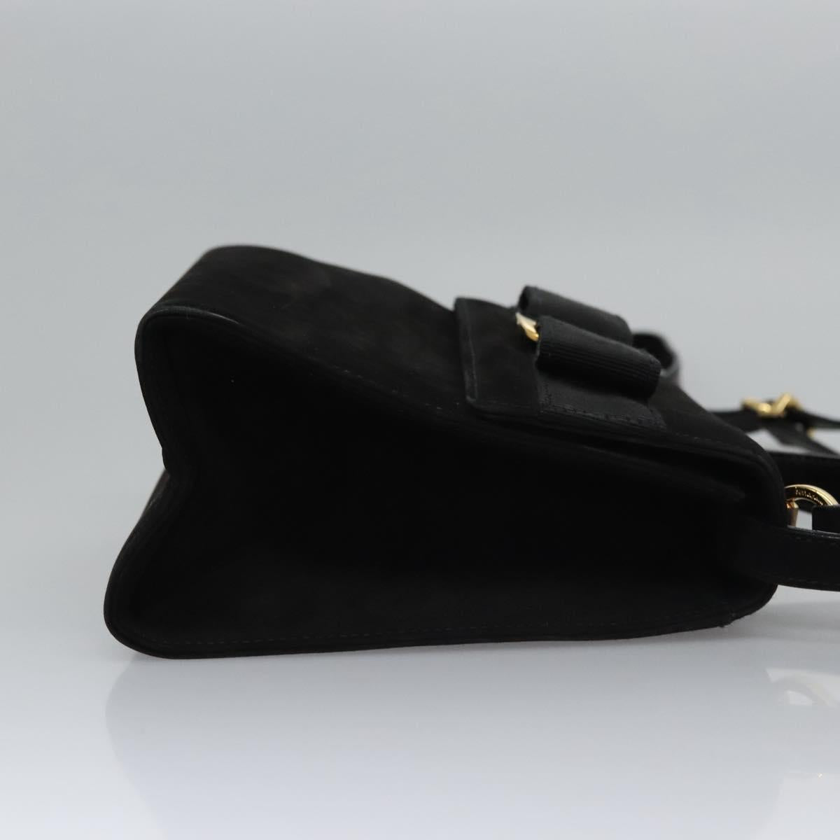 Salvatore Ferragamo Vala Black Suede Handbag (Pre-Owned)