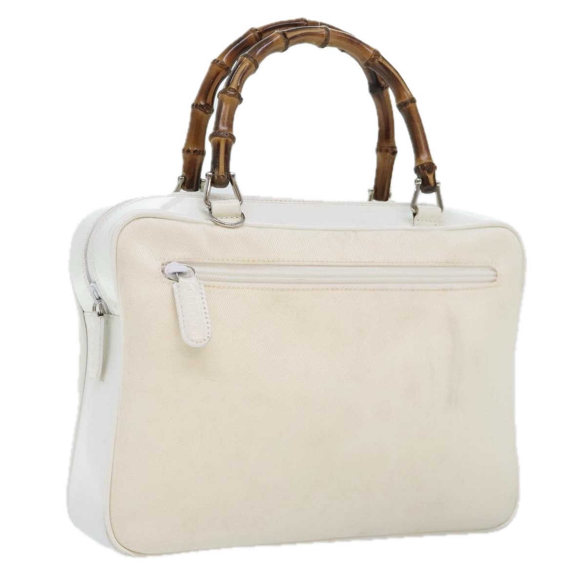 Gucci Bamboo White Leather Handbag (Pre-Owned)