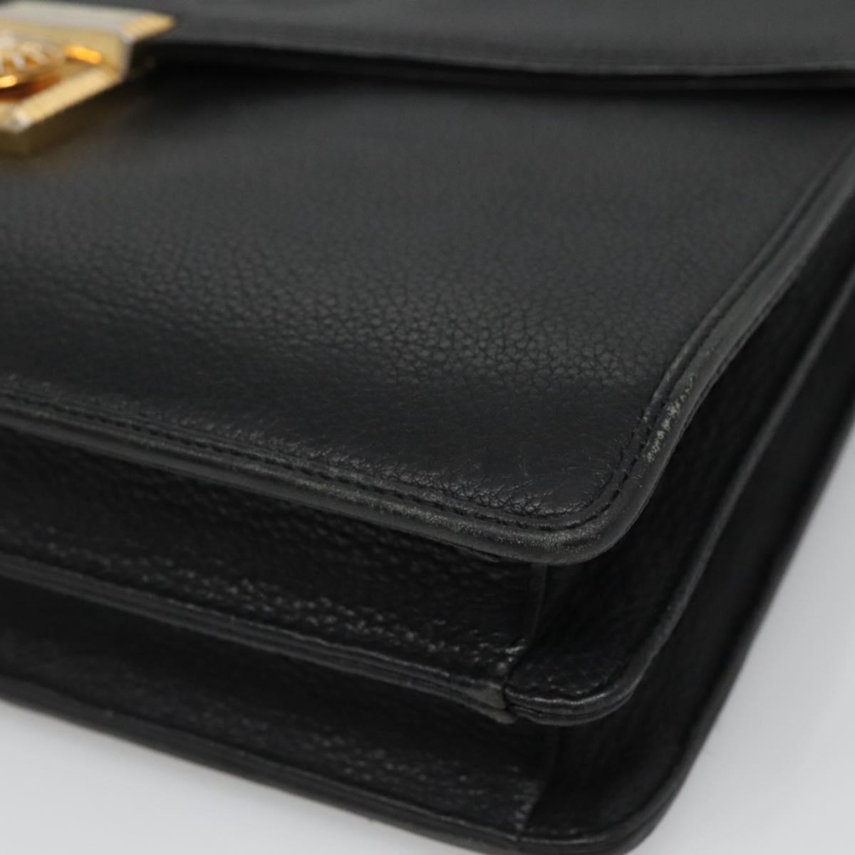 Versace Medusa Black Leather Briefcase Bag (Pre-Owned)