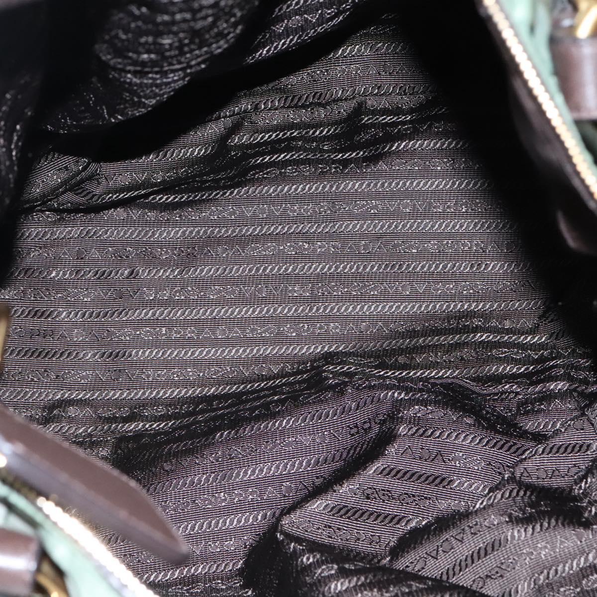Prada Logo Jacquard Khaki Synthetic Handbag (Pre-Owned)