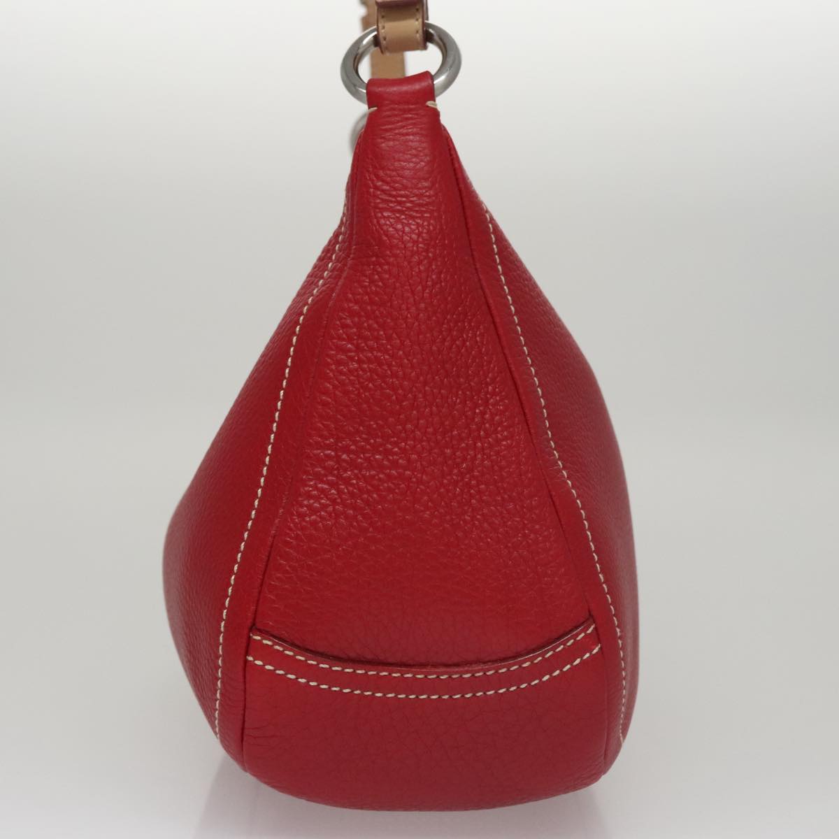 Prada Triangle Logo Red Leather Shoulder Bag (Pre-Owned)