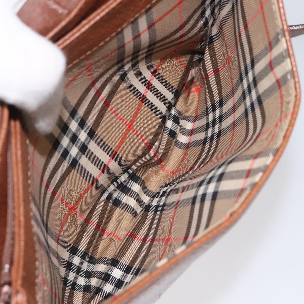 Burberry Nova Check Brown Leather Shoulder Bag (Pre-Owned)