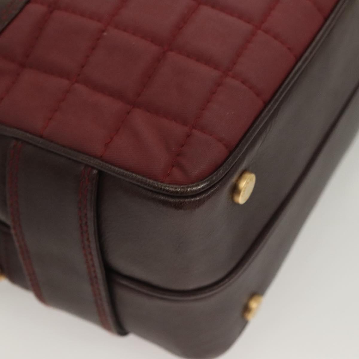 Chanel Chocolate Bar Burgundy Canvas Handbag (Pre-Owned)