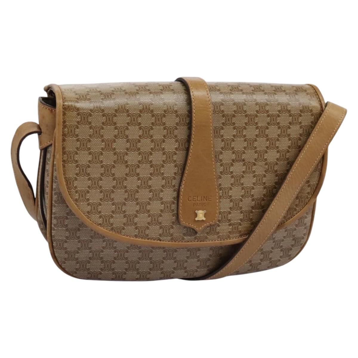 Céline Macadam Beige Canvas Shoulder Bag (Pre-Owned)